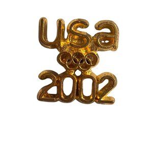 Vintage USA 2002 Olympic Gold Tone Metal Lapel Pin Backing Salt Lake City Estate